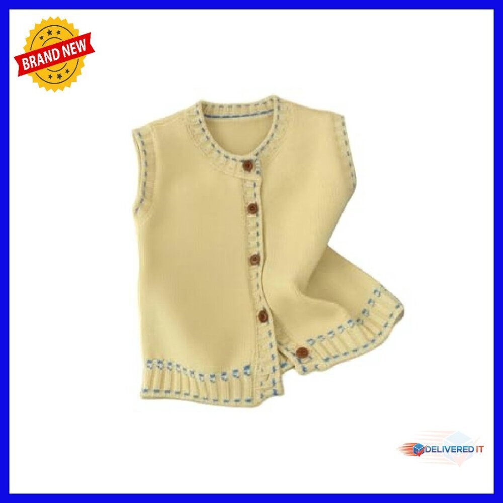 Button Down Sweater Vest Sleeveless Crew Neck Knit Top Casual Fall Outfit - Picture 5 of 6